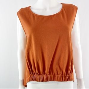 Sophye Burnt Orange Cap Sleeve Hi-Lo T-shirt Top Made in Italy Size M